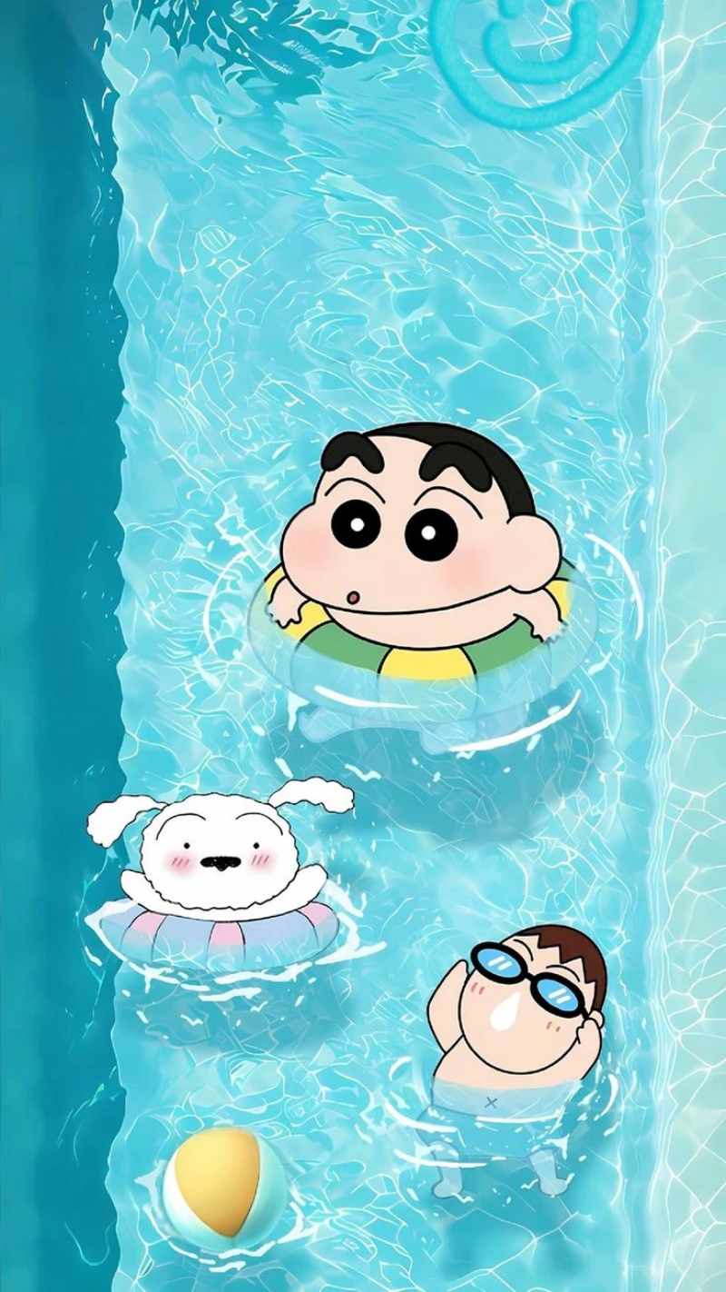 Hình nền Shin Cậu Bé Bút Chì bơi