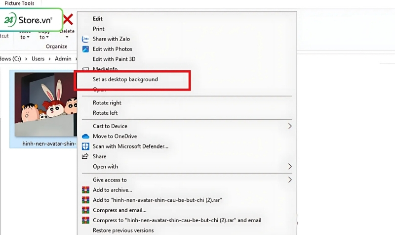 Cách cài hình nền Shin trên máy tính