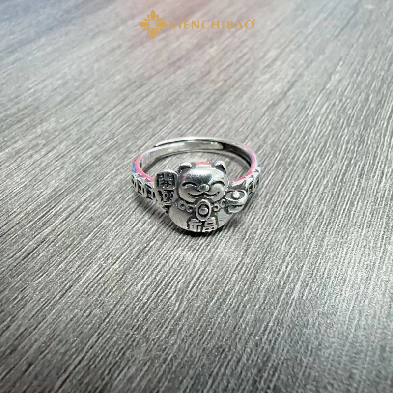 Nhẫn Bạc Nữ Mèo Thần Tài