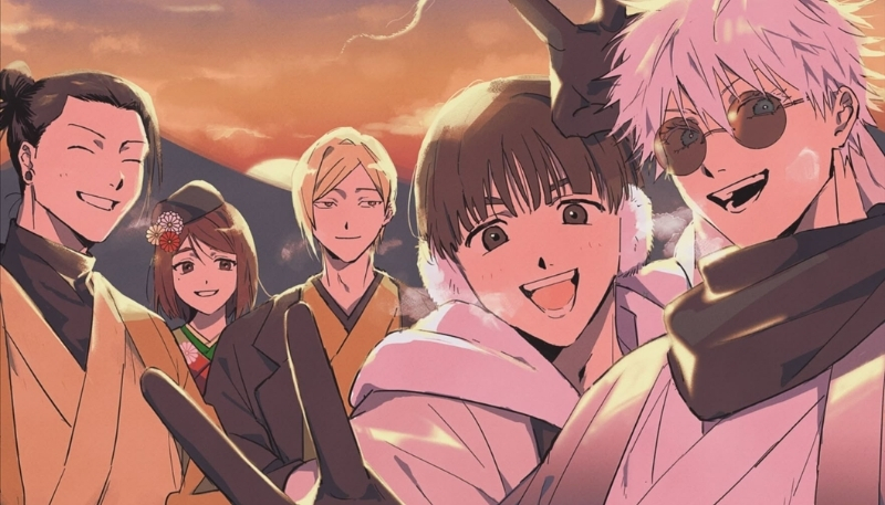 Ảnh nền Gojo và bạn bè dễ thương ngộ nghĩnh cho máy tính