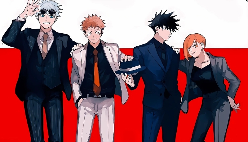 Hình trang trí Gojo cùng học sinh đáng yêu bá đạo cho desktop