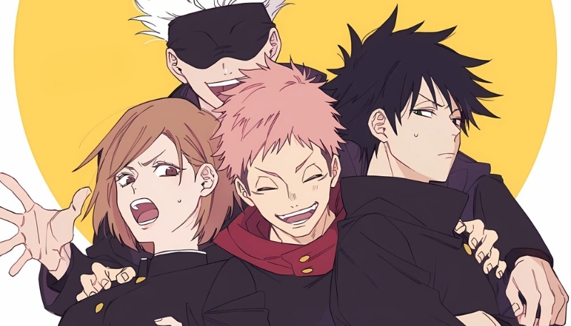 Tấm nền Gojo và học trò dễ thương lém lỉnh cho máy tính