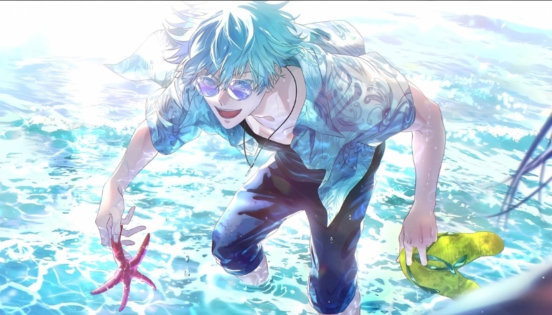 Ảnh nền Gojo vui nhộn dí dỏm cực chất cho máy tính