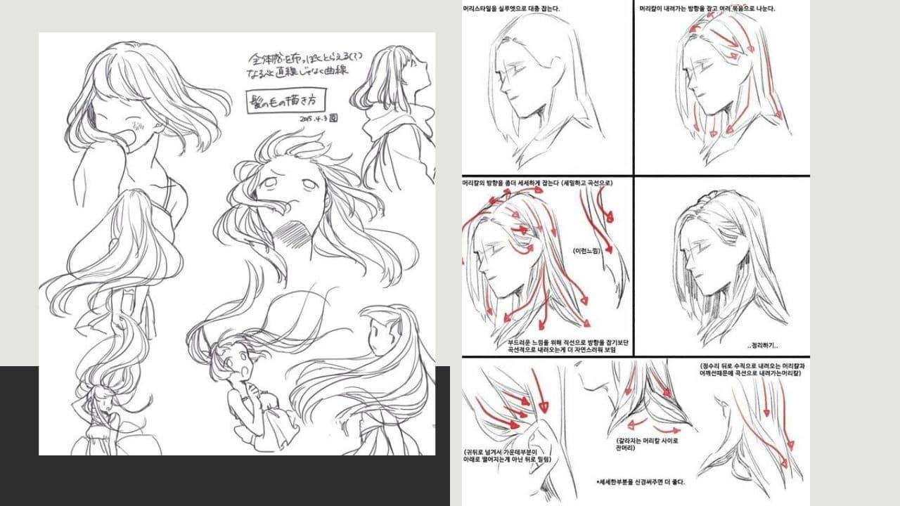 Vẽ tóc anime nữ