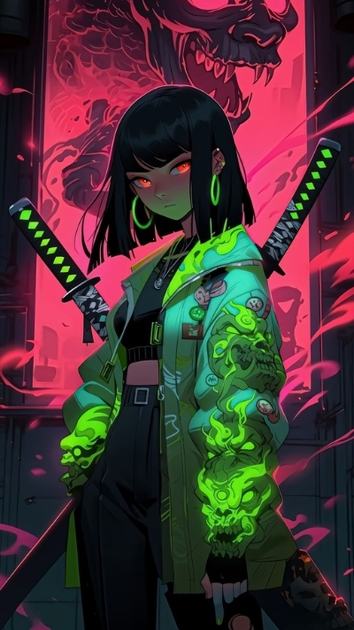 ảnh nền anime nữ ngầu phong cách