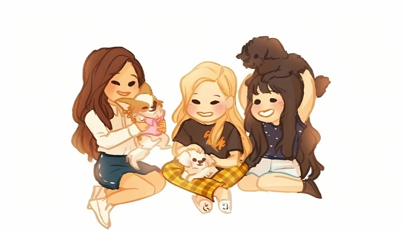 hình nền nhóm bạn thân sôi động, dễ thương