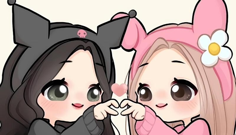 nền bạn thân chibi đáng yêu sắc nét