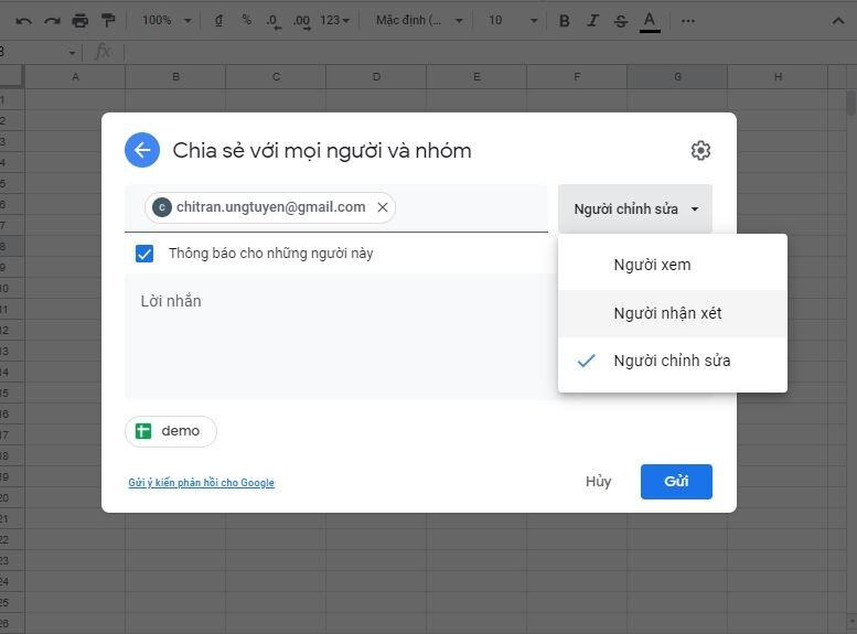 Cách cấp mở quyền chỉnh sửa bảng tính trên Google Sheets