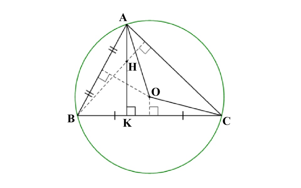 Chứng minh rằng B A H ^ = O A C ^ trong tam giác ABC nội tiếp đường tròn (O), với H là trực tâm của tam giác.