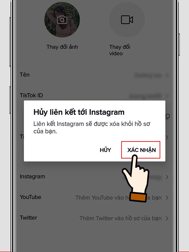 Nếu muốn hủy liên kết, bạn chọn lại vào Instagram > Chọn Xác nhận để hủy liên kết