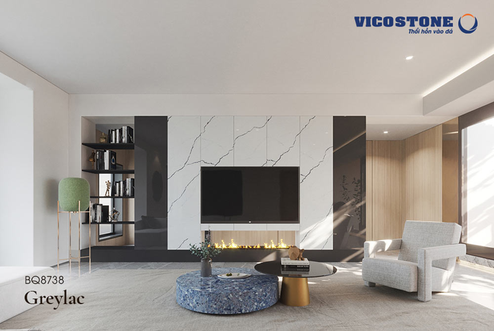 Nét đẹp sang trọng của phong cách thiết kế hiện đại đến từ đá ốp tường thạch anh cao cấp VICOSTONE