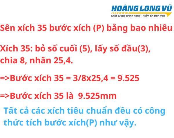 Cách tính bước xích của xích sên tiêu chuẩn