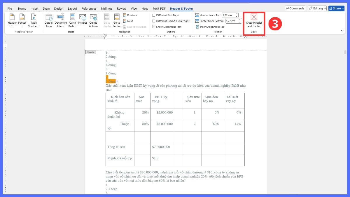 Xóa watermark trong Header và Footer 3