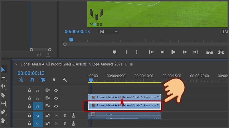 Nhấn Alt + kéo frame video lên để nhân đôi video