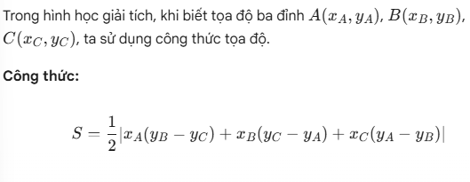 Công thức tính trong hệ tọa độ Oxyz