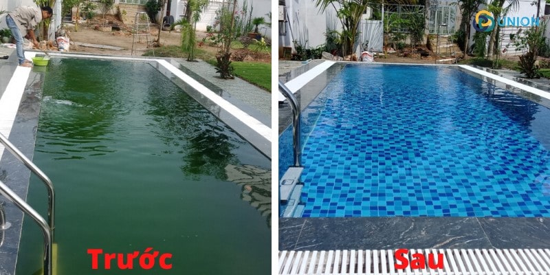 Bể bơi sau khi được xử lý bằng đồng (II) sunfat