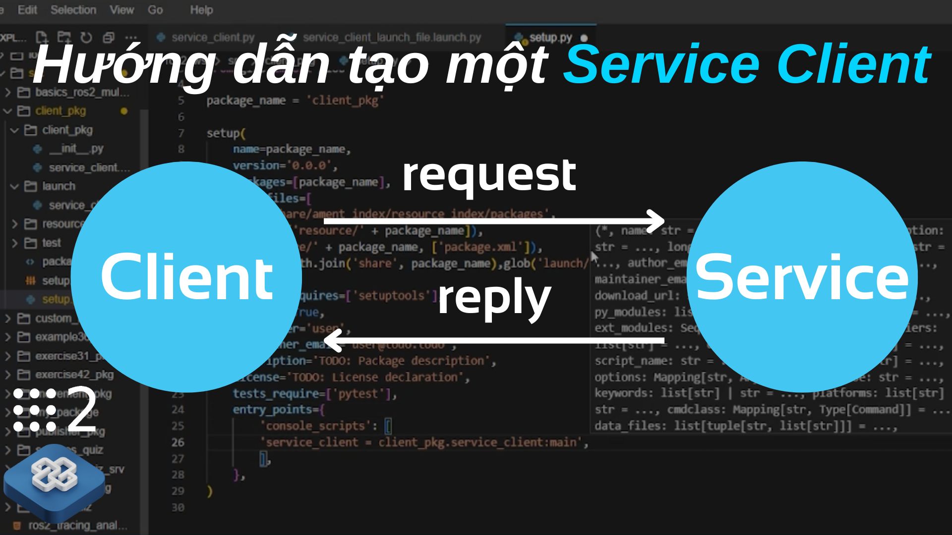 Hướng dẫn tạo một Service Client - Vietnamese ROS2 Tutorial