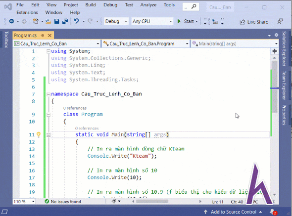 Nhập xuất cơ bản trong C# Console Application