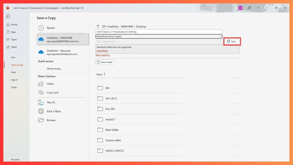 Chuyển đổi thủ công định dạng đuôi file PowerPoint