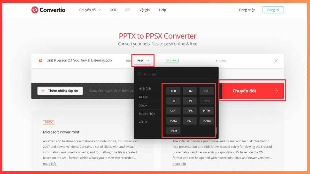 Sử dụng công cụ trực tuyến để đổi đuôi file PPT