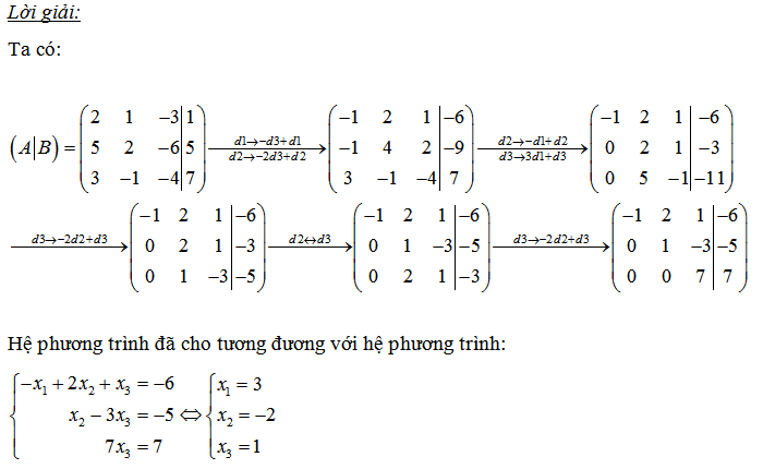 cách giải hệ phương trình tuyến tính bằng phương pháp gauss
