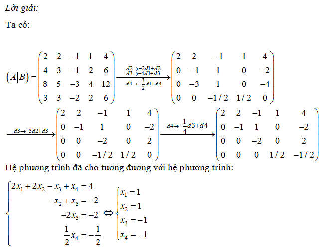 giải hệ phương trình bằng phương pháp khử gauss