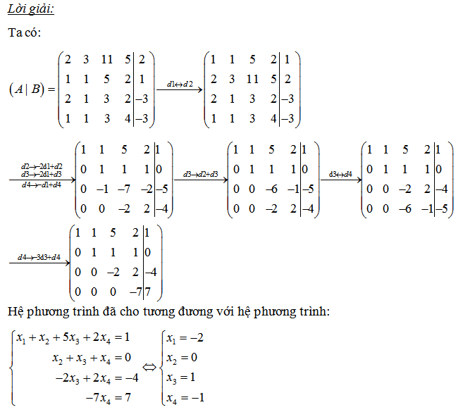 giải hệ phương trình bậc nhất 3 ẩn bằng phương pháp gauss