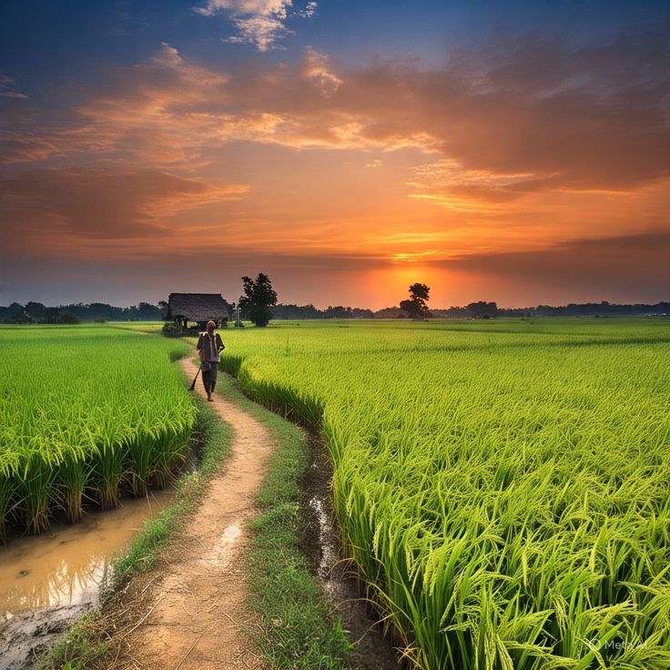 Ảnh đồng quê buổi sớm đàn trâu thong thả đi ra đồng