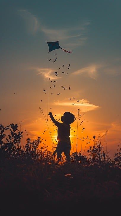 Cảnh đồng quê lúc chiều tà ánh nắng rực đỏ phủ khắp làng