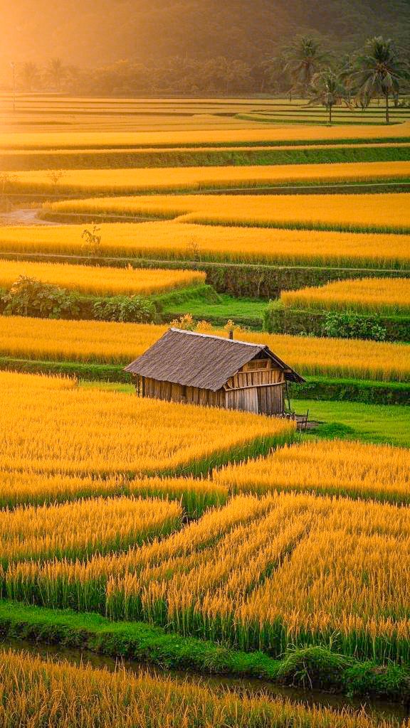 Hình ảnh đồng quê mùa lúa vàng