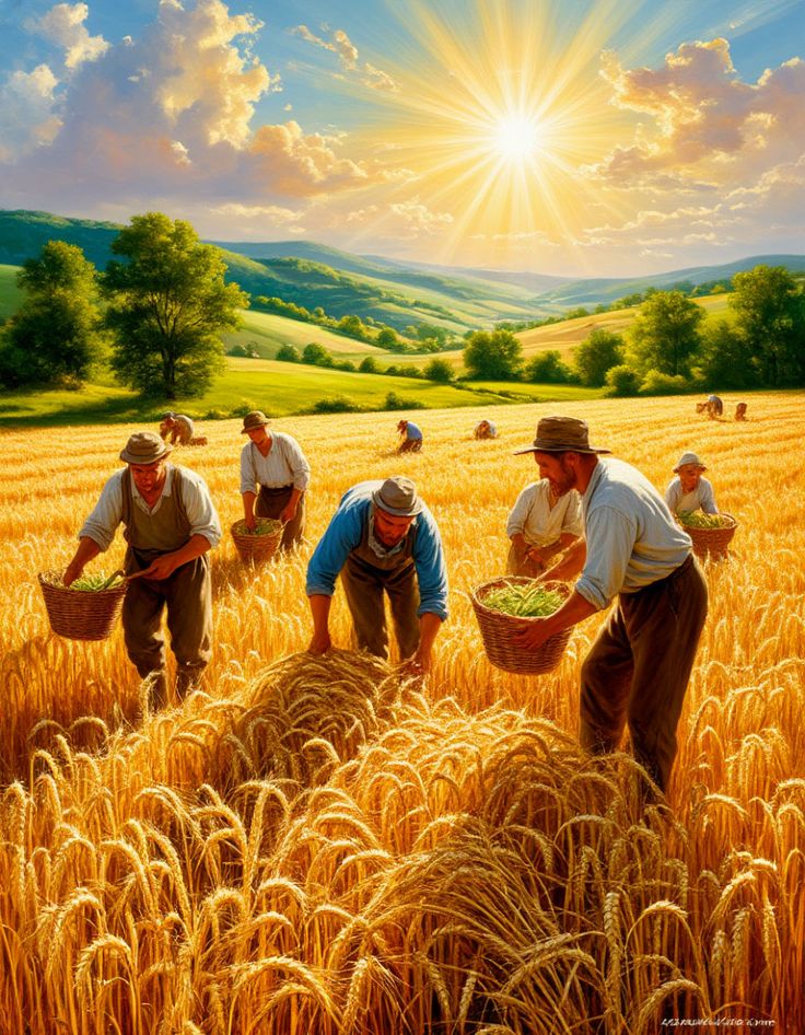 Hình ảnh bình yên ở quê qua cảnh cắt lúa thủ công