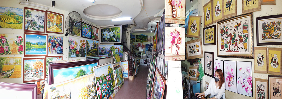 Tranh sơn dầu phong cảnh làng quê yên bình AmiA TSD 336