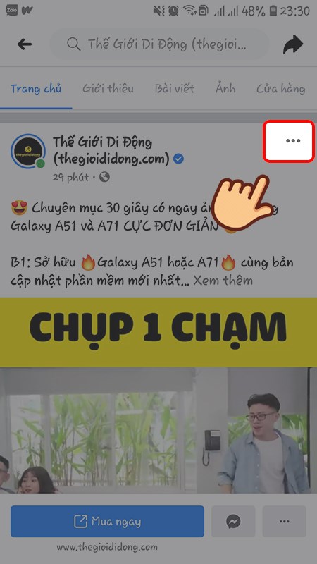 Chọn Sao chép liên kết, link dẫn đến fanpage đã được lưu tạm thời vào thiết bị của bạn