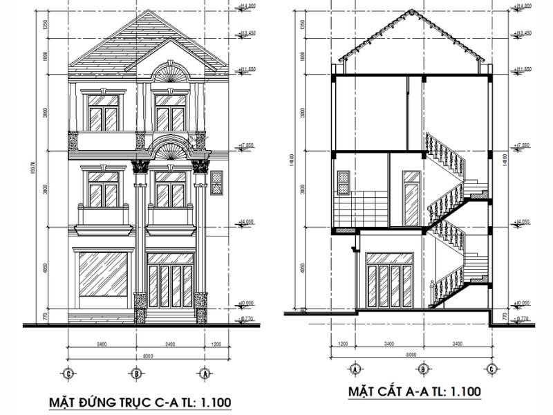 ban ve mat dung nha 3 tang co ty le hai hoa giua cac yeu to thiet ke