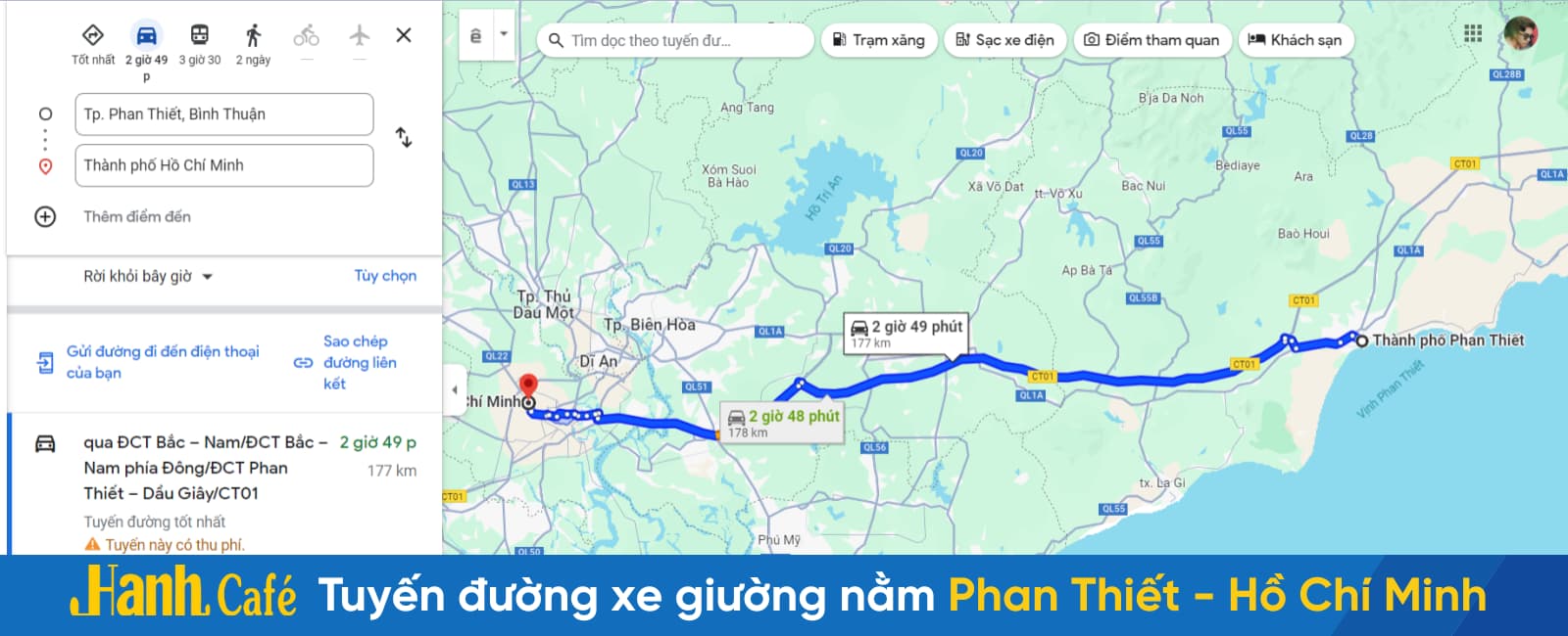 Tuyến đường cao tốc xe giường nằm Phan Thiết Sài Gòn Hồ Chí Minh