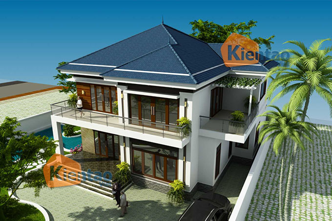 Biệt thự vườn 2 tầng hiện đại 238m2 tại Phú Thọ - Phối cảnh 1