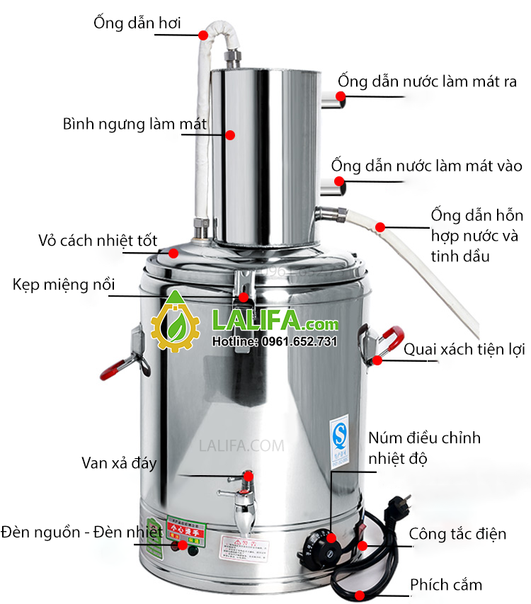 Nồi chưng cất tinh dầu 30l dùng điện tiện lợi