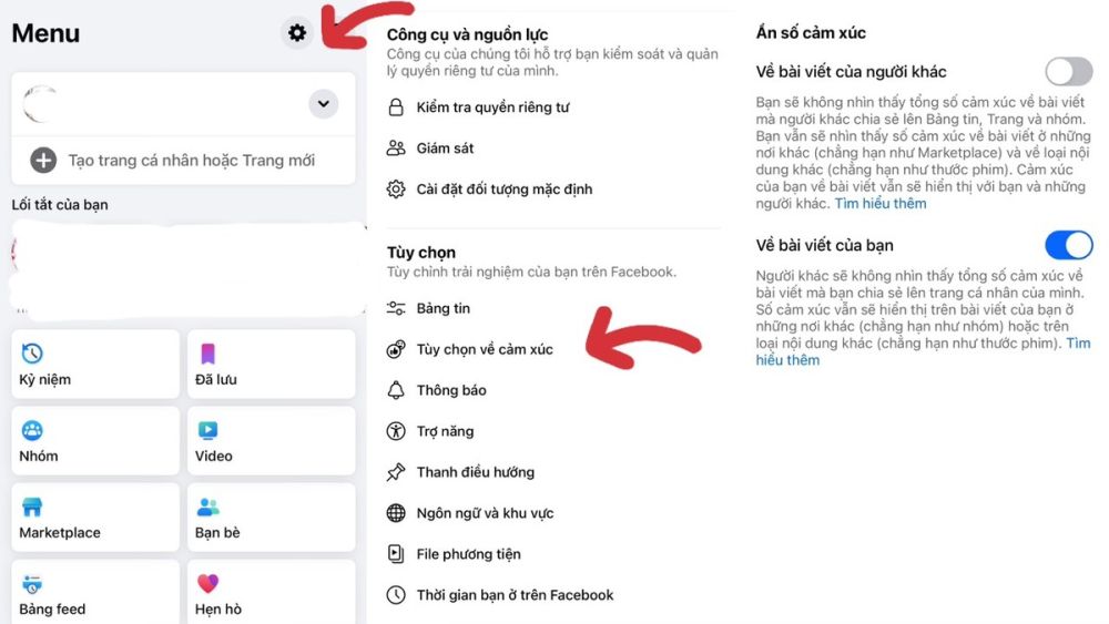 Cách ẩn react trên Facebook