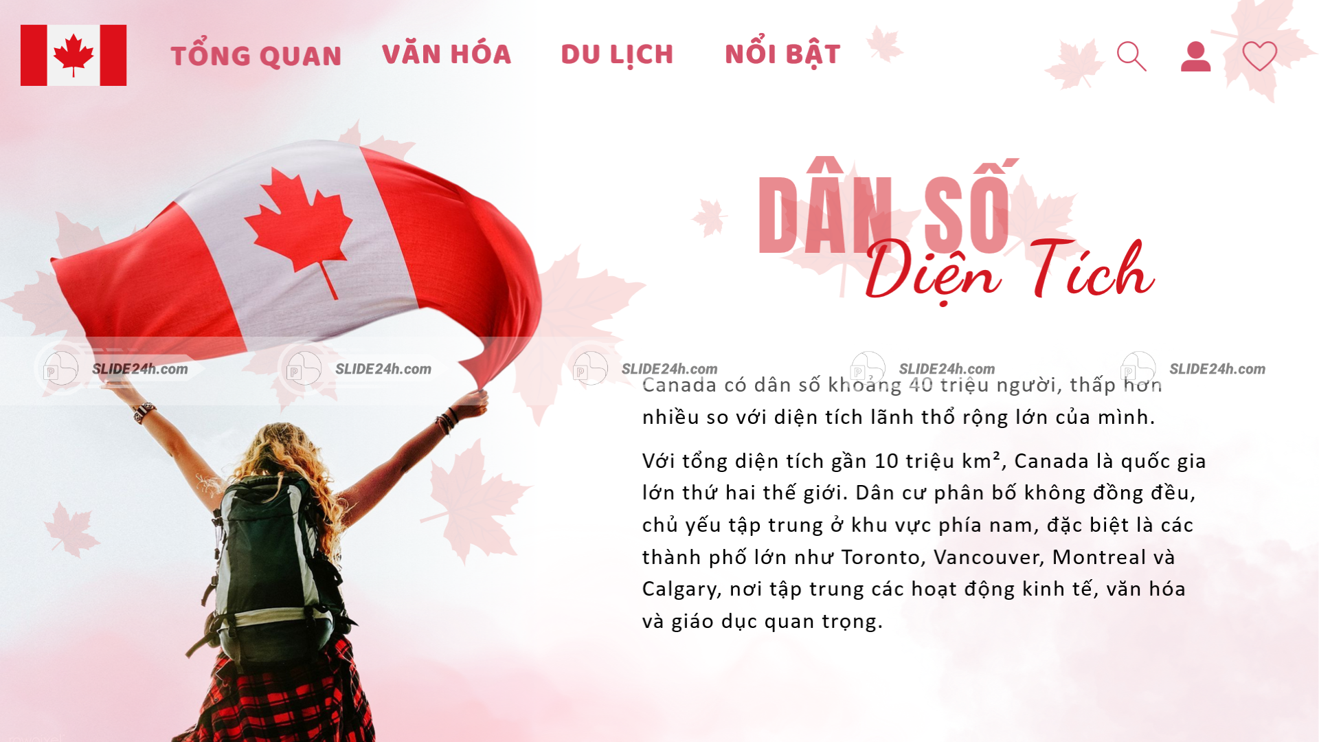 dân số và diện tích canada qua hình ảnh cờ và du lịch