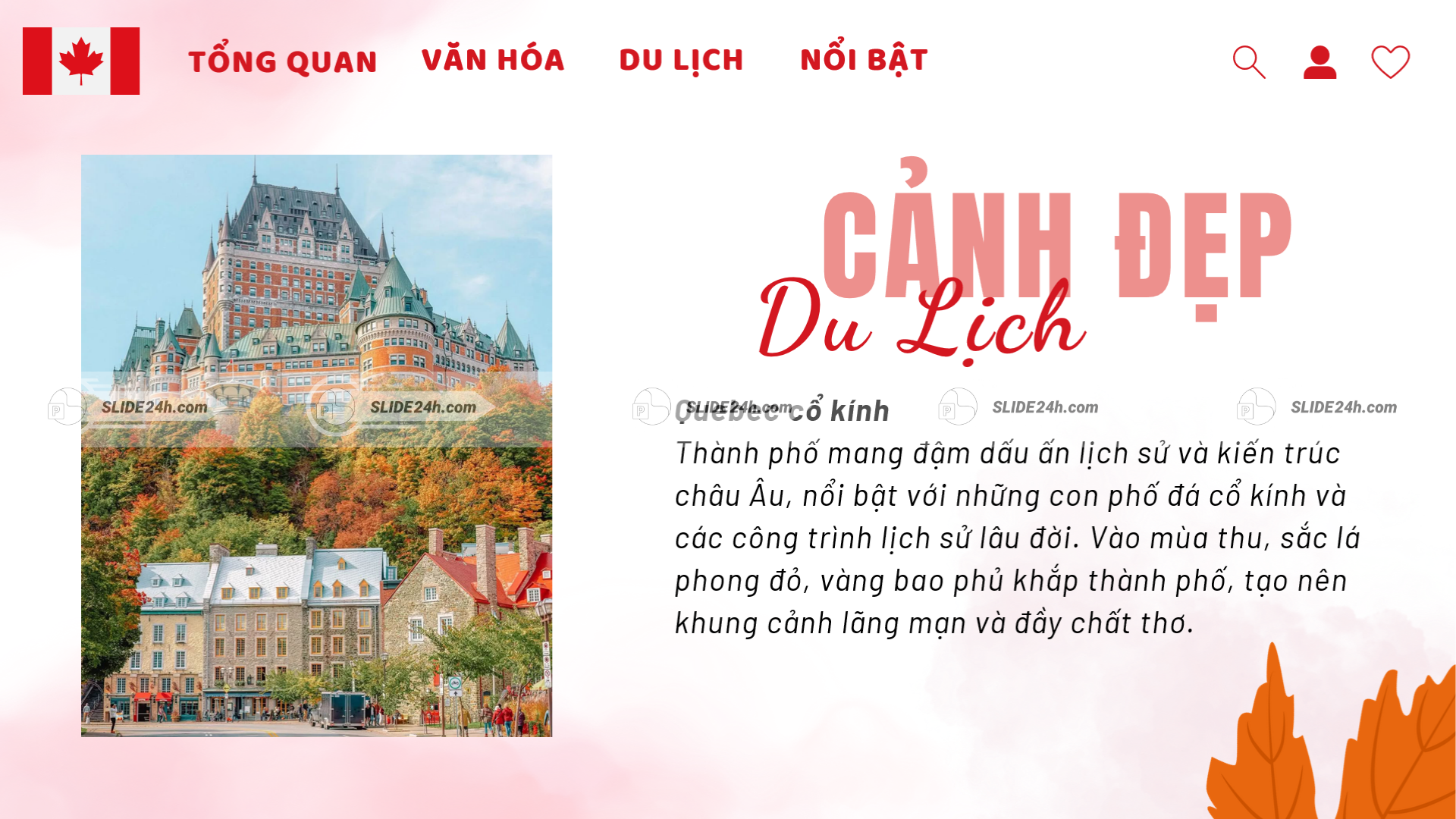 quebec cổ kính với kiến trúc châu âu và phố đá lịch sử