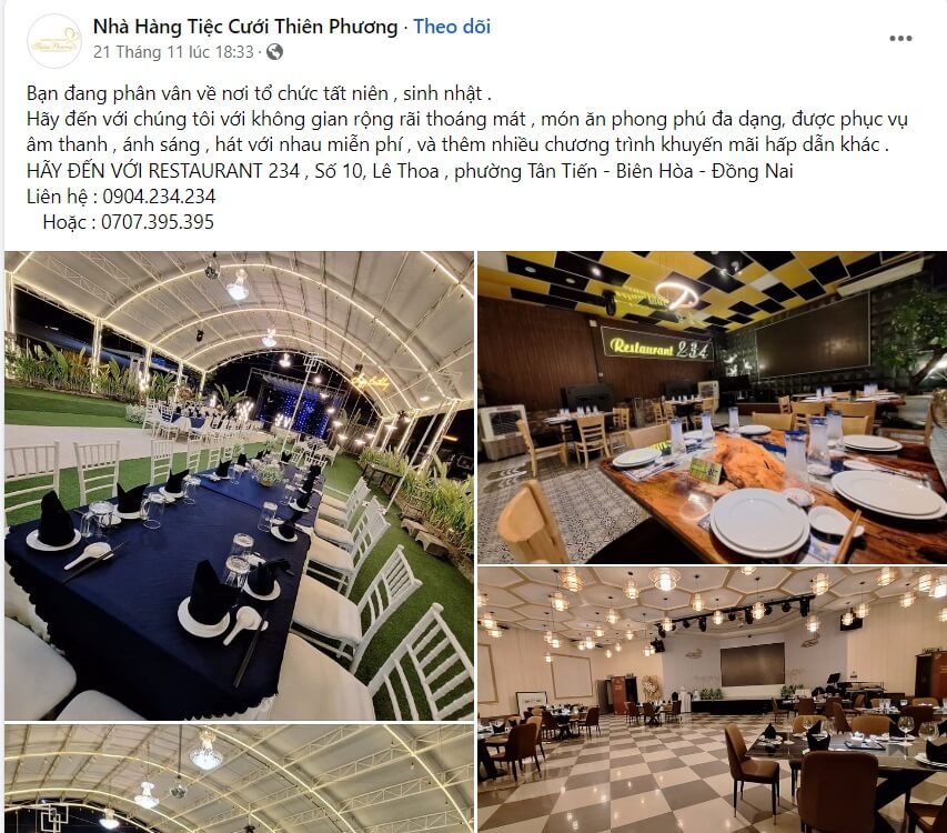 Stt quảng cáo nhà hàng tiệc cưới