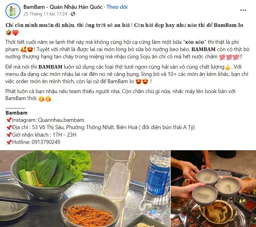 Mẫu bài viết quảng cáo quán nhậu hút khách