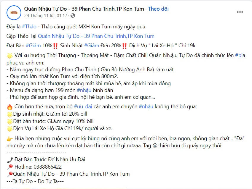 Content quảng cáo quán nhậu hay