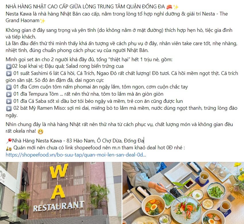 Bài viết hay giới thiệu về nhà hàng