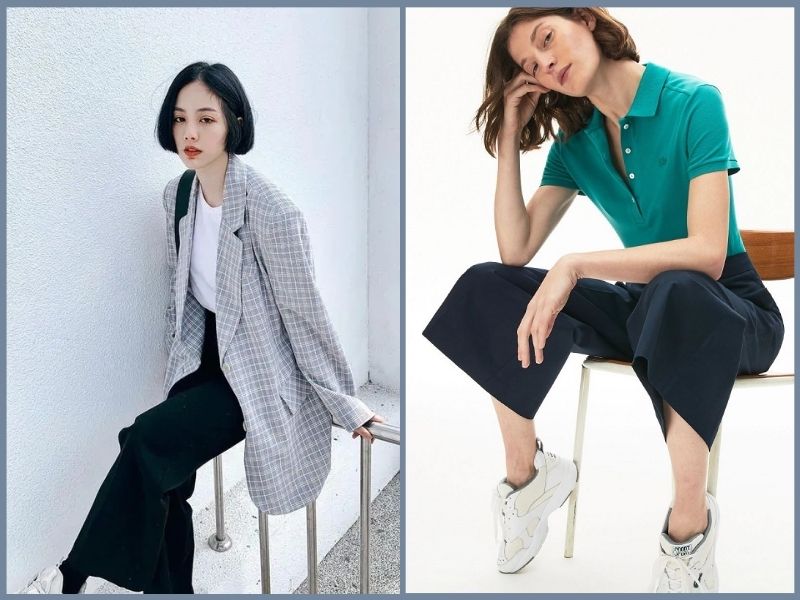 quần ống suông nữ phối với áo gì