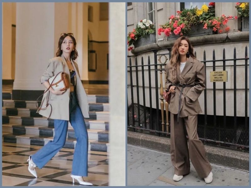 cách phối đồ với quần ống suông nữ