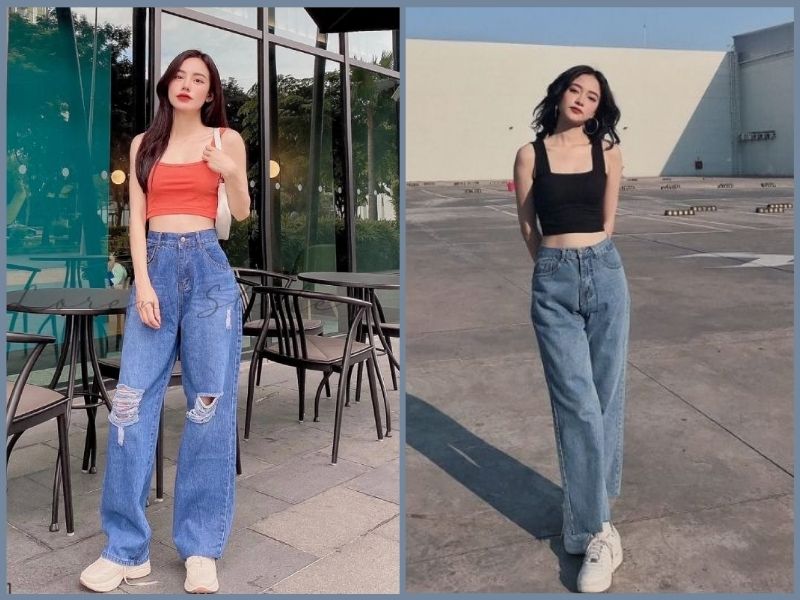 quần ống suông kết hợp với áo gì