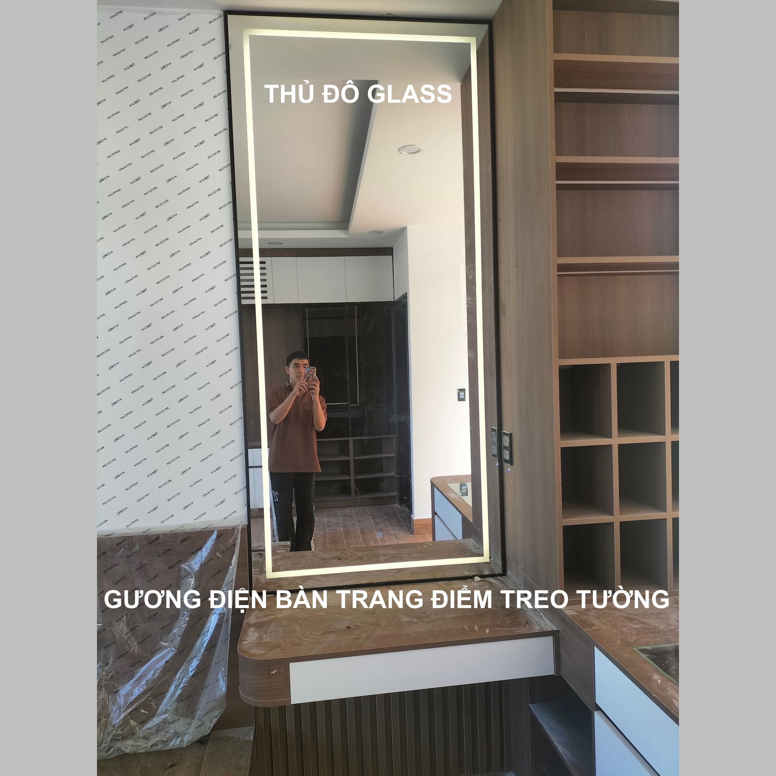 Gương điện bàn trang điểm treo tường cao cấp