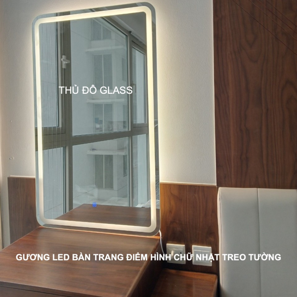 Gương led bàn trang điểm hình chữ nhật treo tường