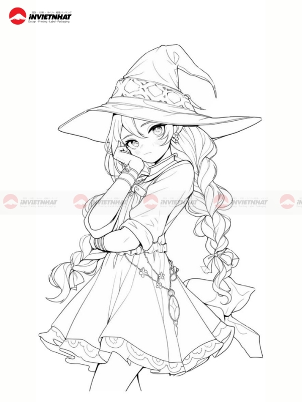 Hinh ve anime nu den trang